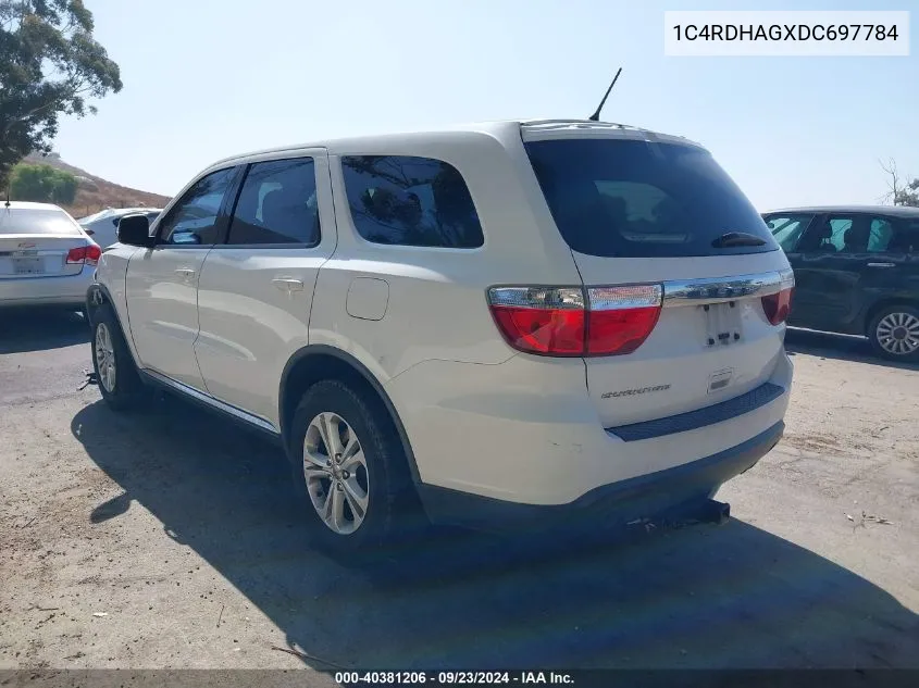 2013 Dodge Durango Sxt VIN: 1C4RDHAGXDC697784 Lot: 40381206