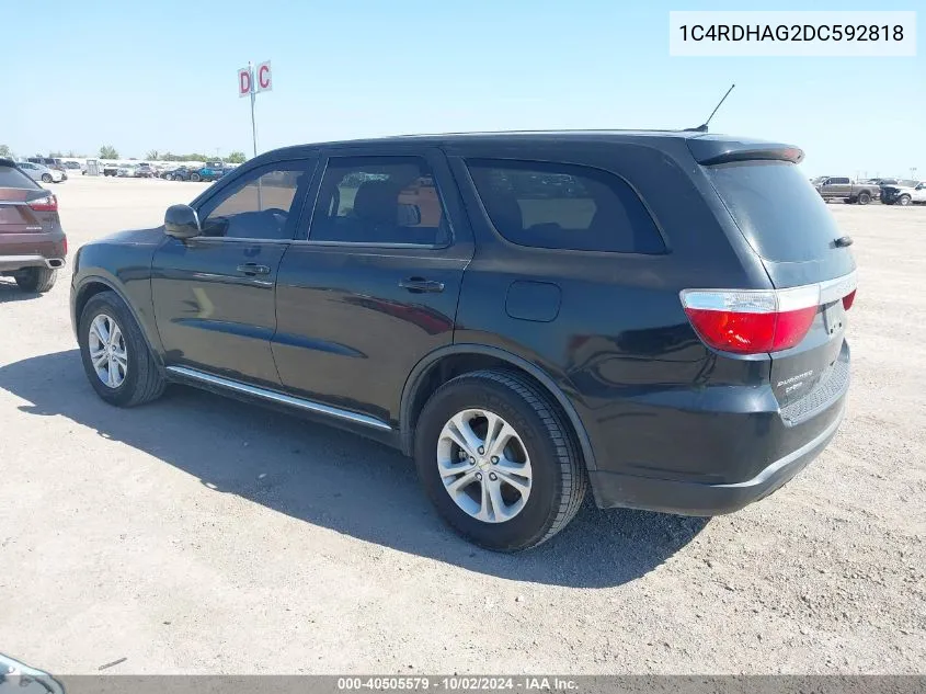 2013 Dodge Durango Sxt VIN: 1C4RDHAG2DC592818 Lot: 40505579