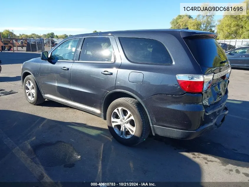 2013 Dodge Durango Sxt VIN: 1C4RDJAG9DC681695 Lot: 40610783