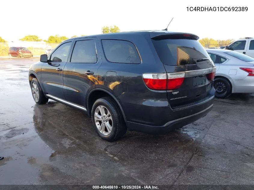 2013 Dodge Durango Sxt VIN: 1C4RDHAG1DC692389 Lot: 40645610