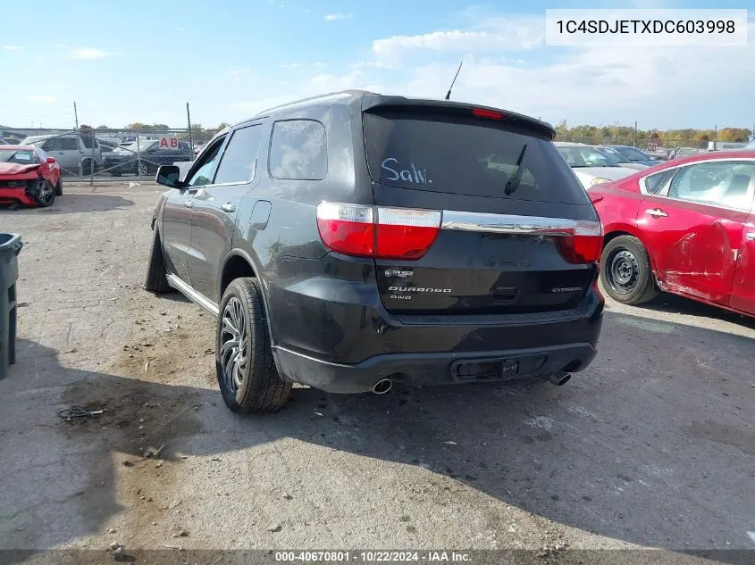 2013 Dodge Durango Citadel VIN: 1C4SDJETXDC603998 Lot: 40670801