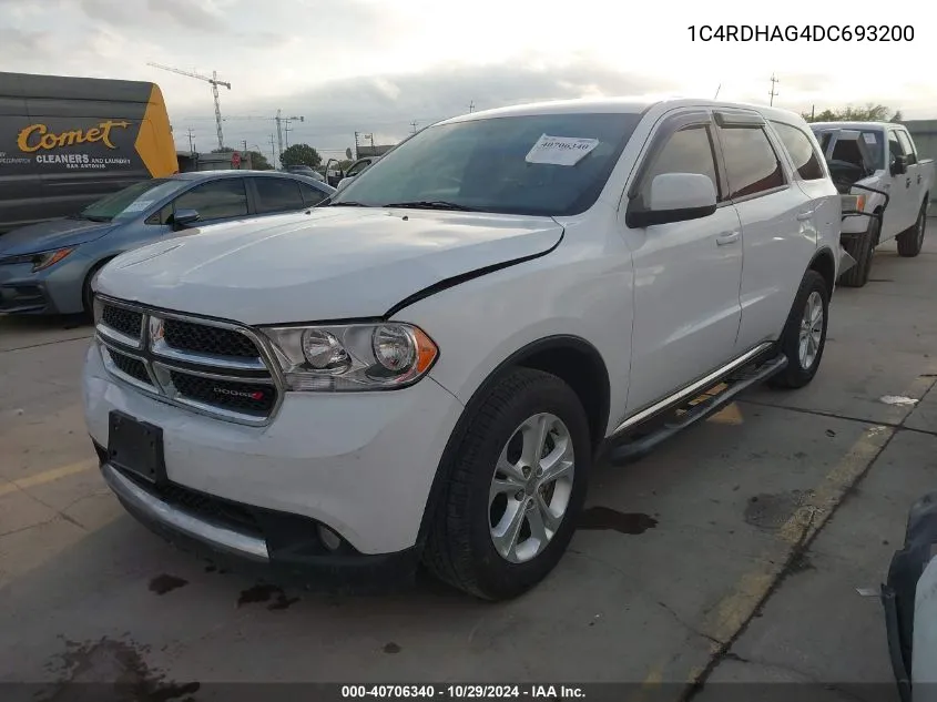 2013 Dodge Durango Sxt VIN: 1C4RDHAG4DC693200 Lot: 40706340