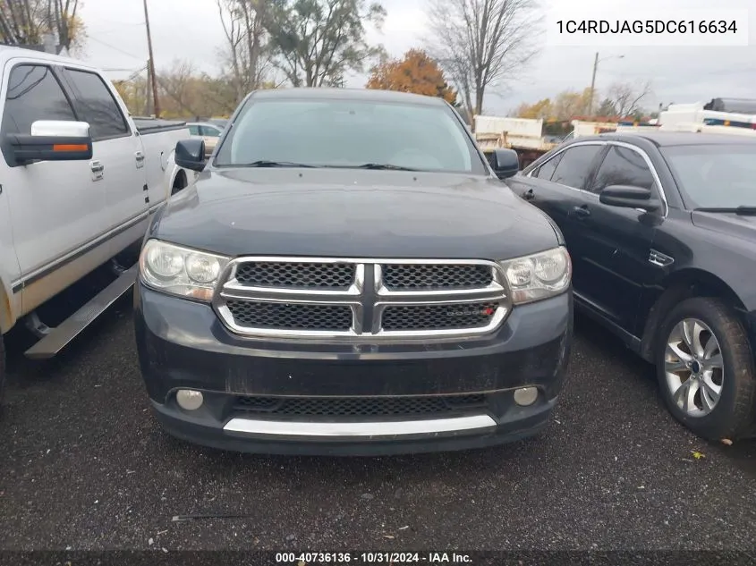 2013 Dodge Durango Sxt VIN: 1C4RDJAG5DC616634 Lot: 40736136