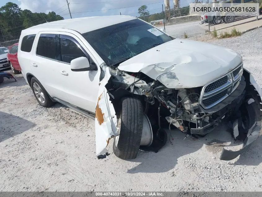 2013 Dodge Durango Sxt VIN: 1C4RDJAG5DC681628 Lot: 40743031