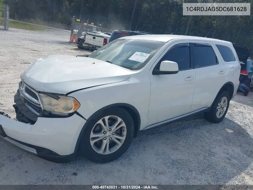 2013 Dodge Durango Sxt VIN: 1C4RDJAG5DC681628 Lot: 40743031