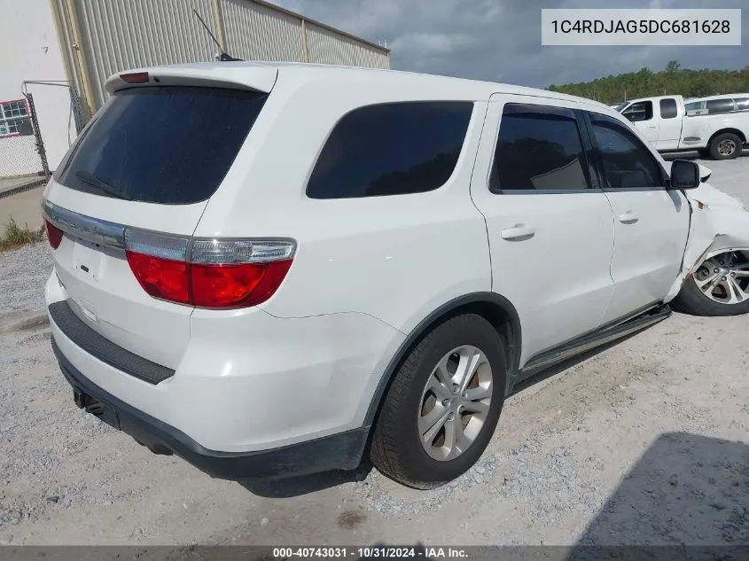 2013 Dodge Durango Sxt VIN: 1C4RDJAG5DC681628 Lot: 40743031