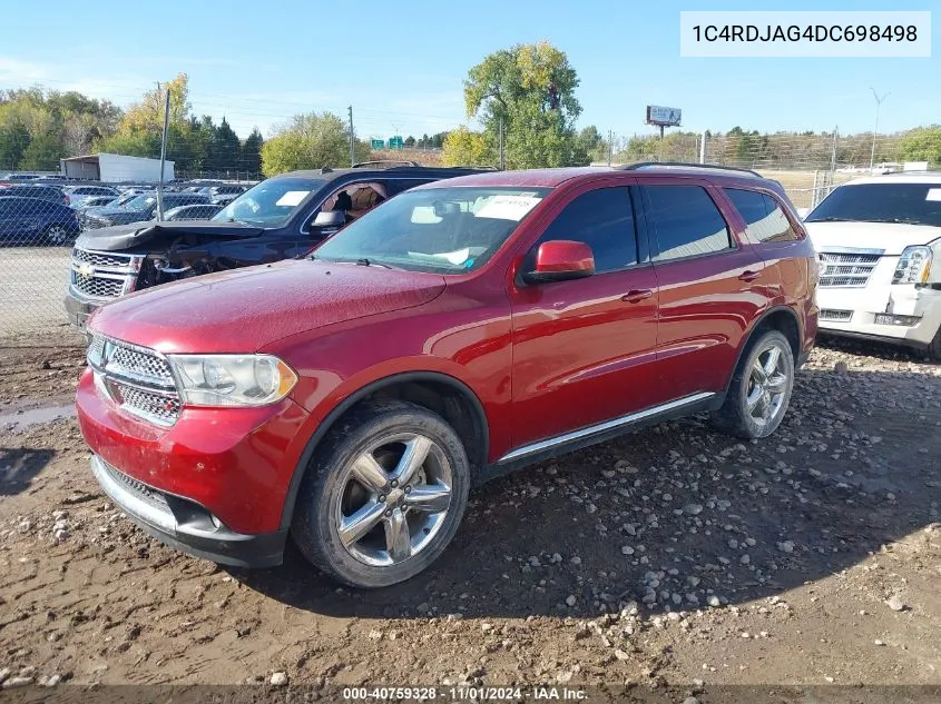 2013 Dodge Durango Sxt VIN: 1C4RDJAG4DC698498 Lot: 40759328