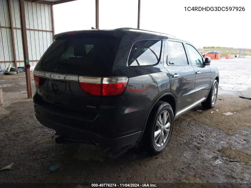 2013 Dodge Durango Crew VIN: 1C4RDHDG3DC597926 Lot: 40776274