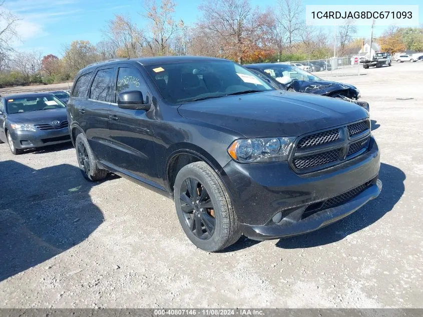 2013 Dodge Durango Sxt VIN: 1C4RDJAG8DC671093 Lot: 40807146