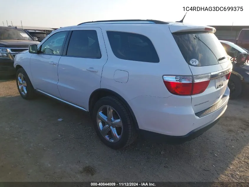 2013 Dodge Durango Sxt VIN: 1C4RDHAG3DC699375 Lot: 40844009