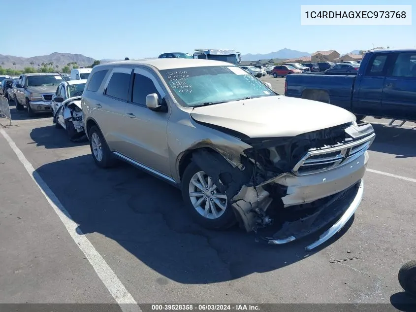 2014 Dodge Durango Sxt VIN: 1C4RDHAGXEC973768 Lot: 39528358