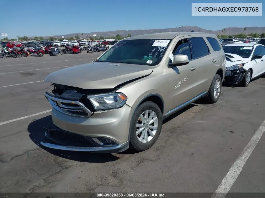 2014 Dodge Durango Sxt VIN: 1C4RDHAGXEC973768 Lot: 39528358