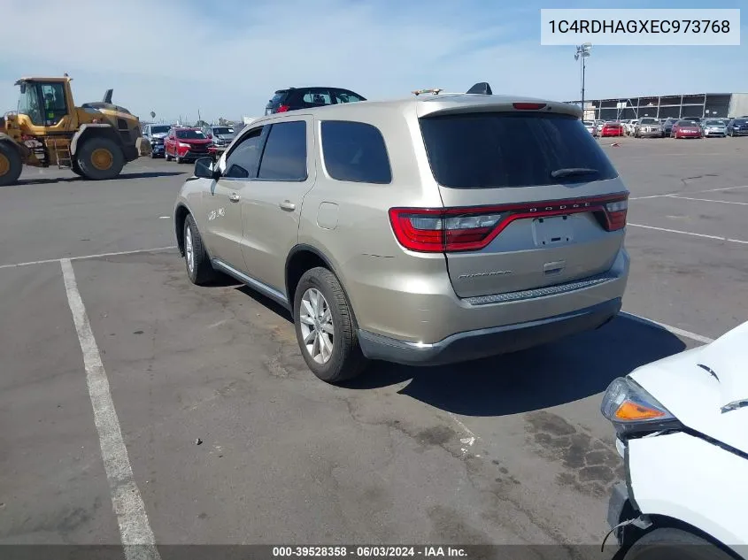 2014 Dodge Durango Sxt VIN: 1C4RDHAGXEC973768 Lot: 39528358