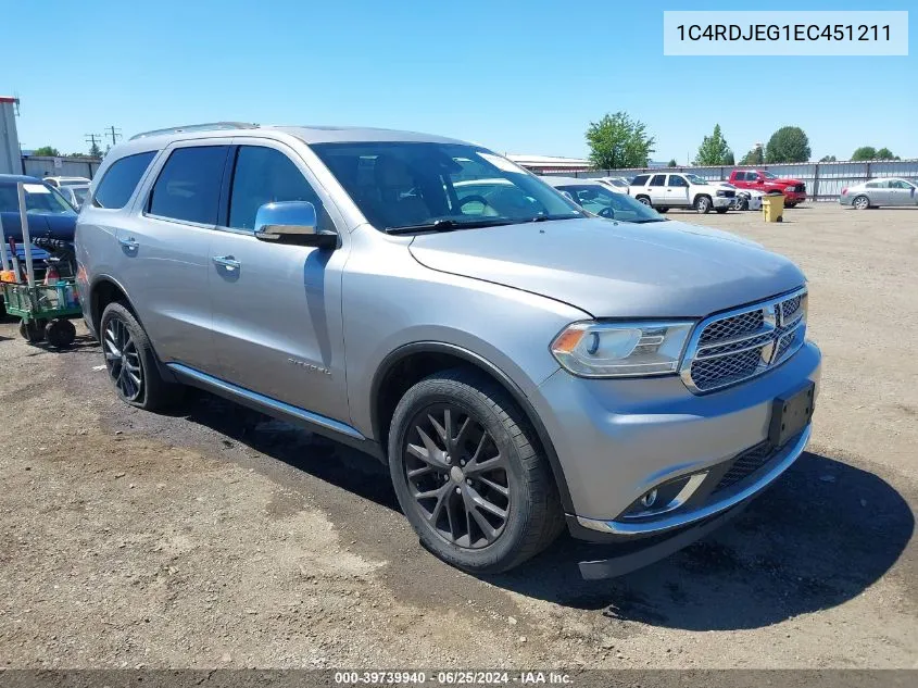 1C4RDJEG1EC451211 2014 Dodge Durango Citadel