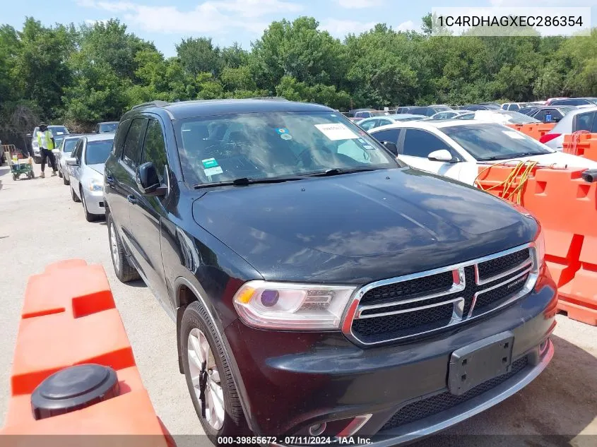 2014 Dodge Durango Sxt VIN: 1C4RDHAGXEC286354 Lot: 39855672