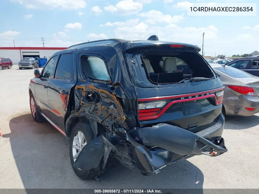 2014 Dodge Durango Sxt VIN: 1C4RDHAGXEC286354 Lot: 39855672