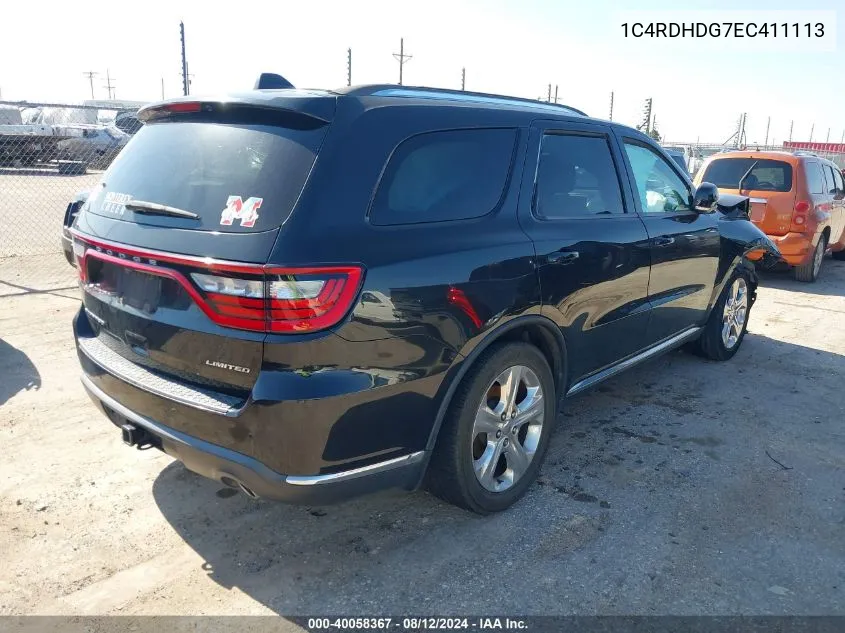 2014 Dodge Durango Limited VIN: 1C4RDHDG7EC411113 Lot: 40058367