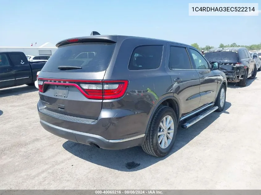 1C4RDHAG3EC522214 2014 Dodge Durango Sxt