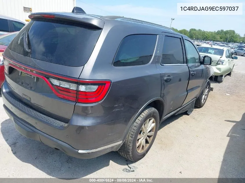 2014 Dodge Durango Sxt VIN: 1C4RDJAG9EC597037 Lot: 40065524