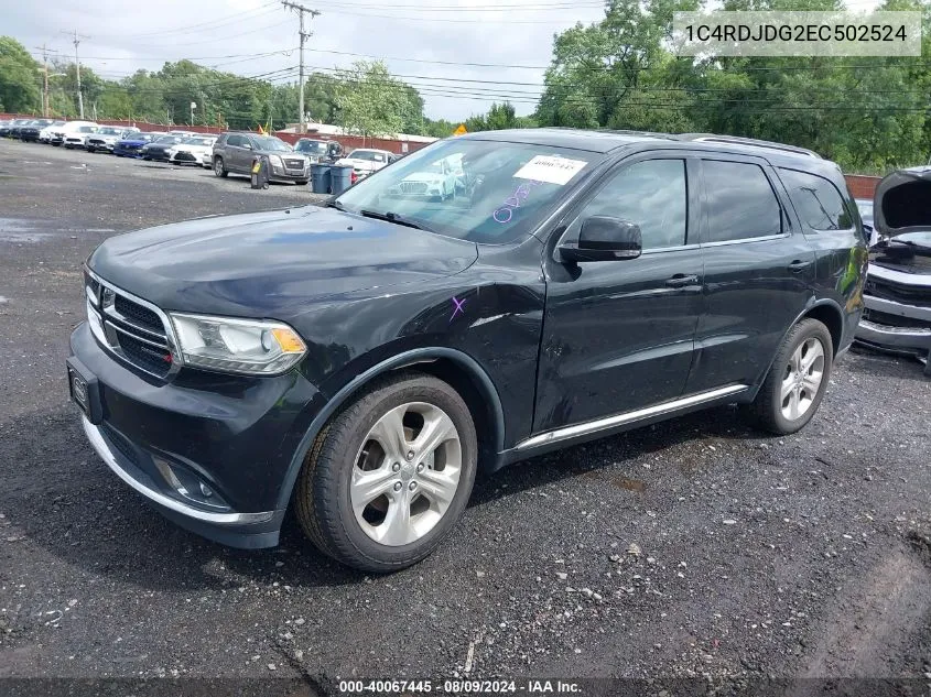 2014 Dodge Durango Limited VIN: 1C4RDJDG2EC502524 Lot: 40067445