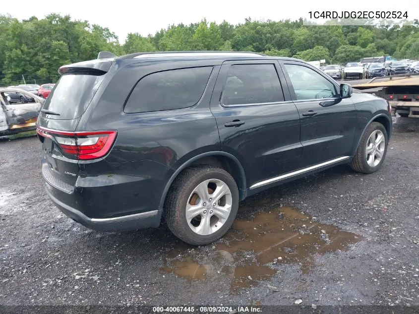 2014 Dodge Durango Limited VIN: 1C4RDJDG2EC502524 Lot: 40067445