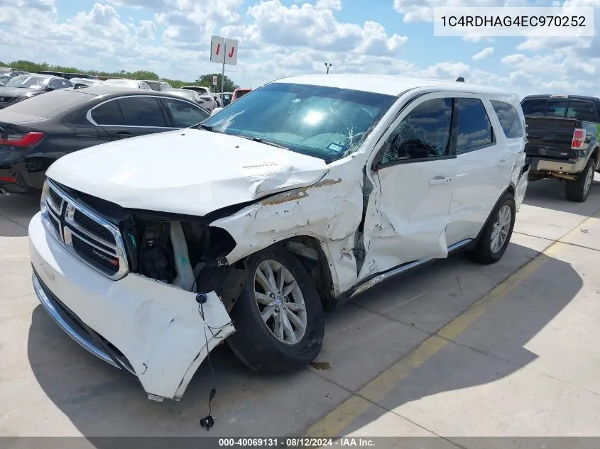 2014 Dodge Durango Sxt VIN: 1C4RDHAG4EC970252 Lot: 40069131