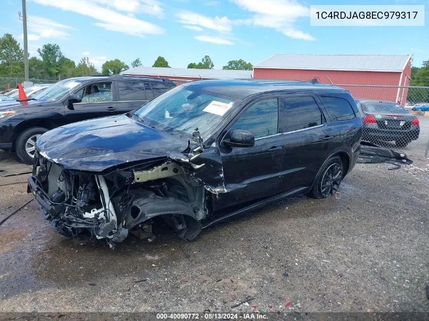 2014 Dodge Durango Sxt VIN: 1C4RDJAG8EC979317 Lot: 40090772