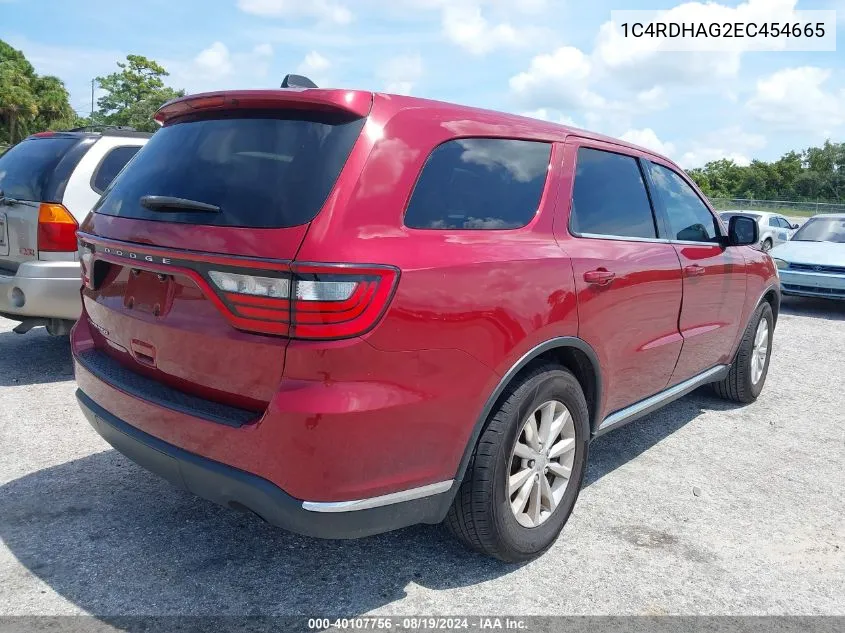 2014 Dodge Durango Sxt VIN: 1C4RDHAG2EC454665 Lot: 40107756