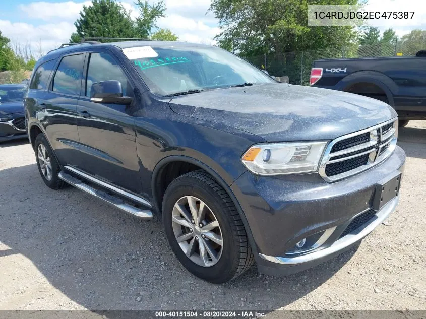 1C4RDJDG2EC475387 2014 Dodge Durango Limited