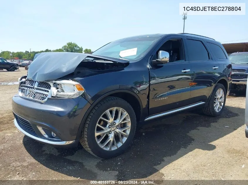 2014 Dodge Durango Citadel VIN: 1C4SDJET8EC278804 Lot: 40153726