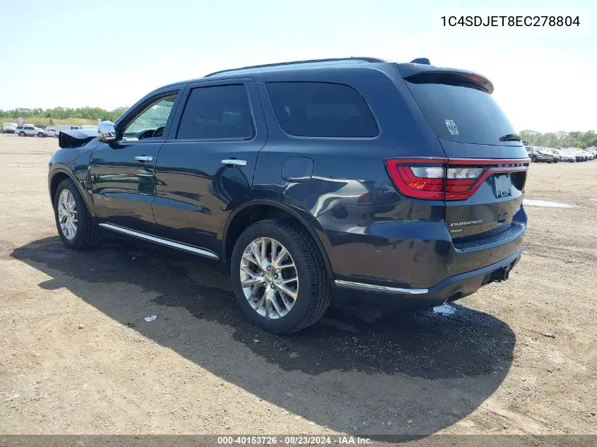 2014 Dodge Durango Citadel VIN: 1C4SDJET8EC278804 Lot: 40153726