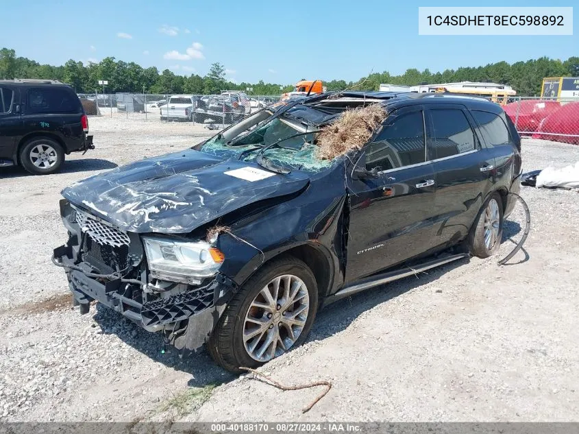 2014 Dodge Durango Citadel VIN: 1C4SDHET8EC598892 Lot: 40188170