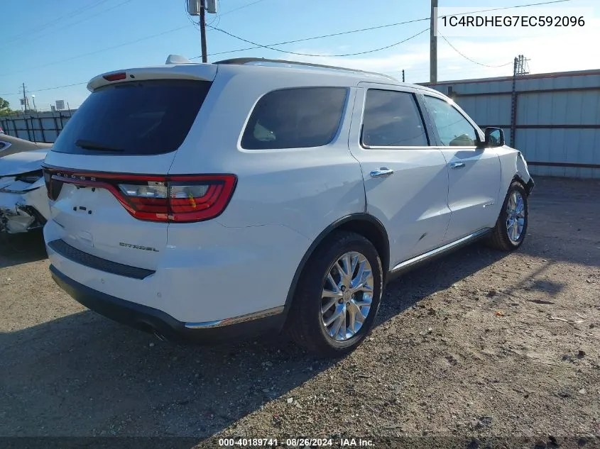 2014 Dodge Durango Citadel VIN: 1C4RDHEG7EC592096 Lot: 40189741