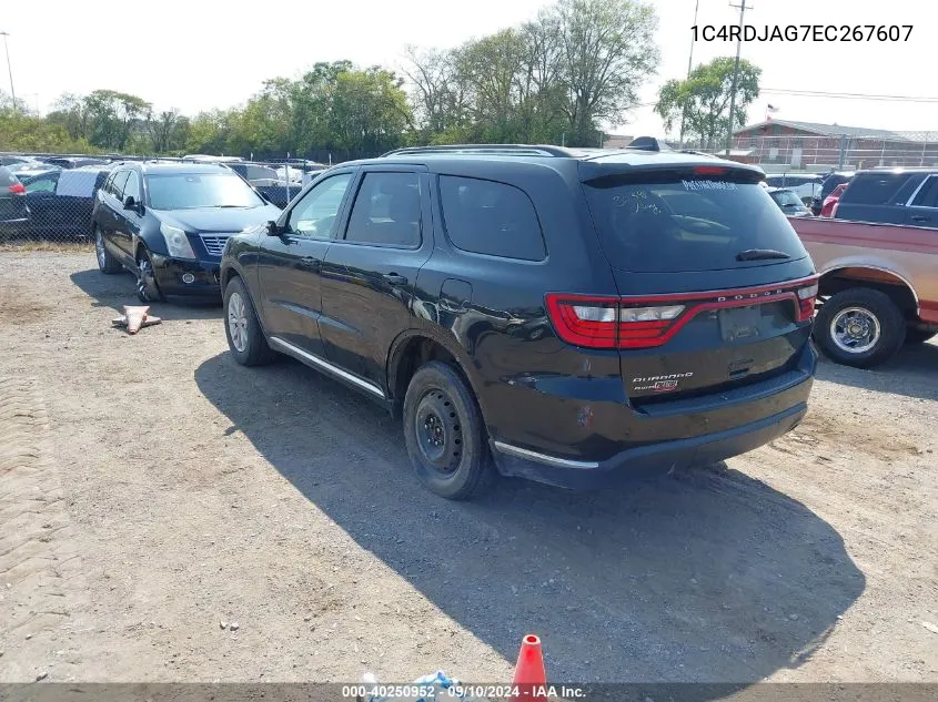 2014 Dodge Durango Sxt VIN: 1C4RDJAG7EC267607 Lot: 40250952