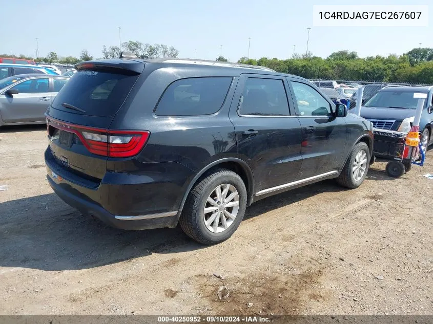 2014 Dodge Durango Sxt VIN: 1C4RDJAG7EC267607 Lot: 40250952