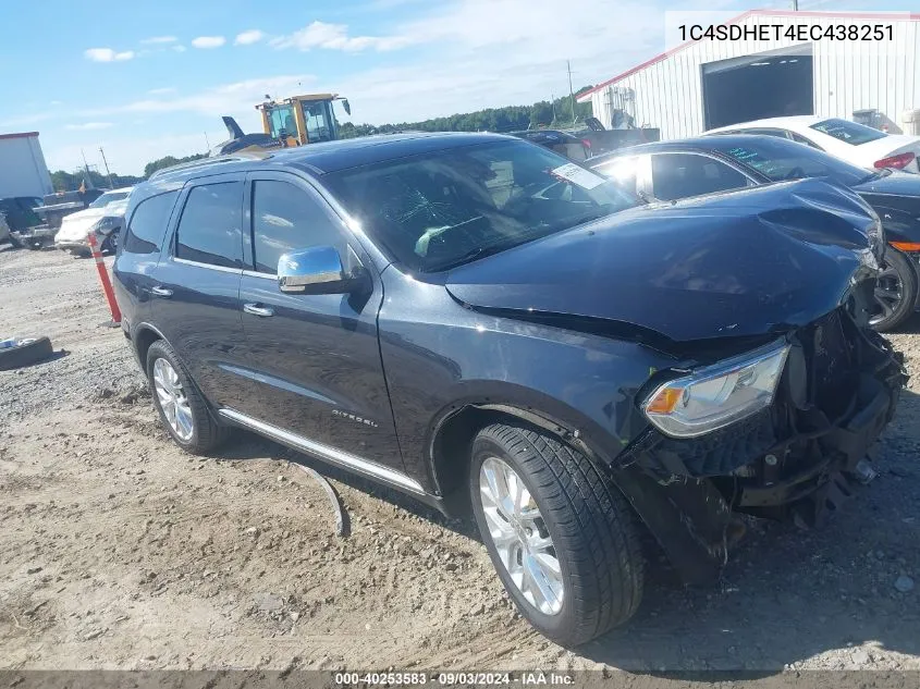 2014 Dodge Durango Citadel VIN: 1C4SDHET4EC438251 Lot: 40253583