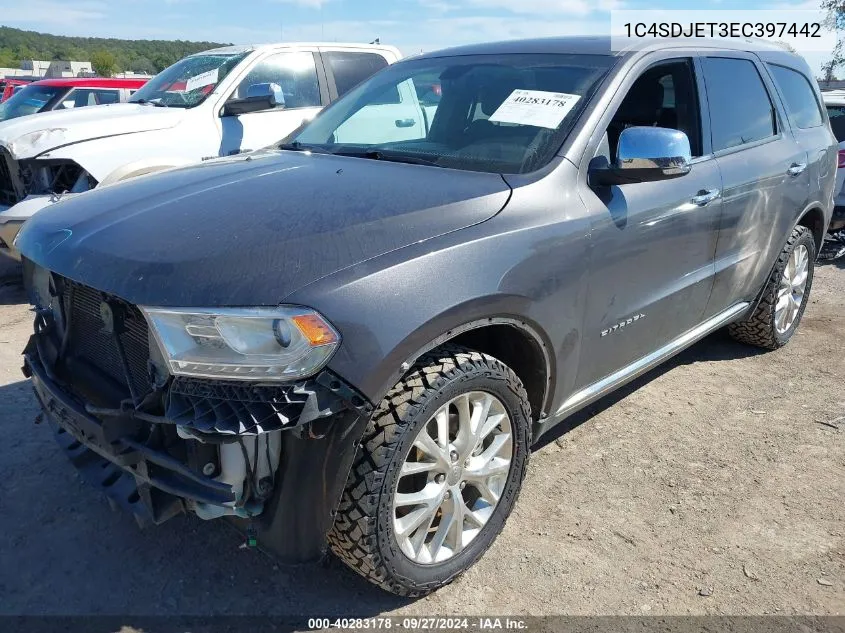 1C4SDJET3EC397442 2014 Dodge Durango Citadel