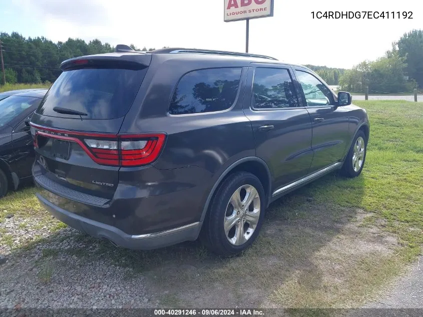 2014 Dodge Durango VIN: 1C4RDHDG7EC411192 Lot: 40291246