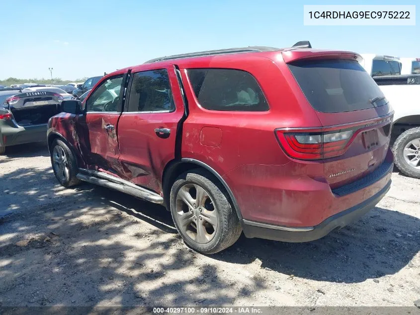 2014 Dodge Durango Sxt VIN: 1C4RDHAG9EC975222 Lot: 40297100