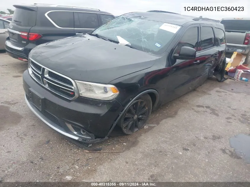 2014 Dodge Durango Sxt VIN: 1C4RDHAG1EC360423 Lot: 40315355