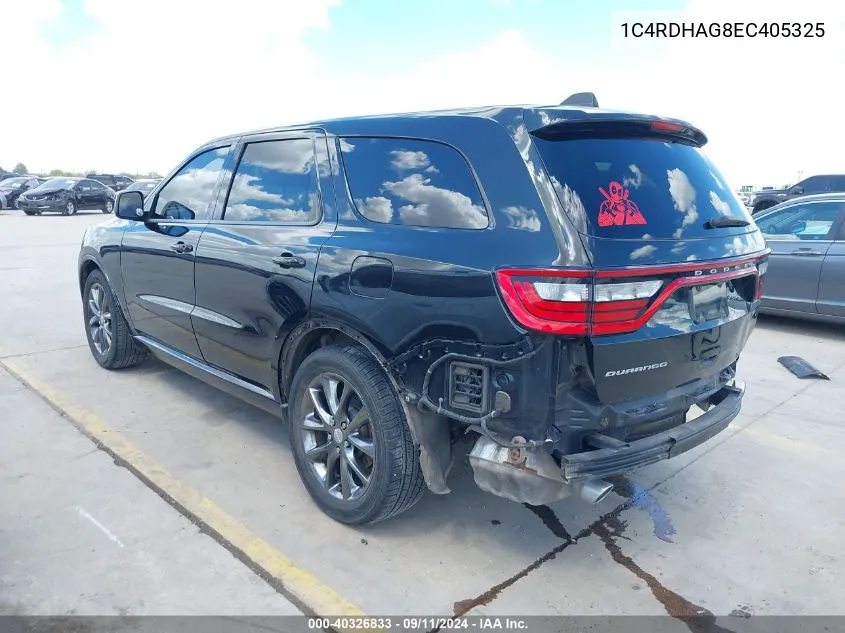 2014 Dodge Durango Sxt VIN: 1C4RDHAG8EC405325 Lot: 40326833