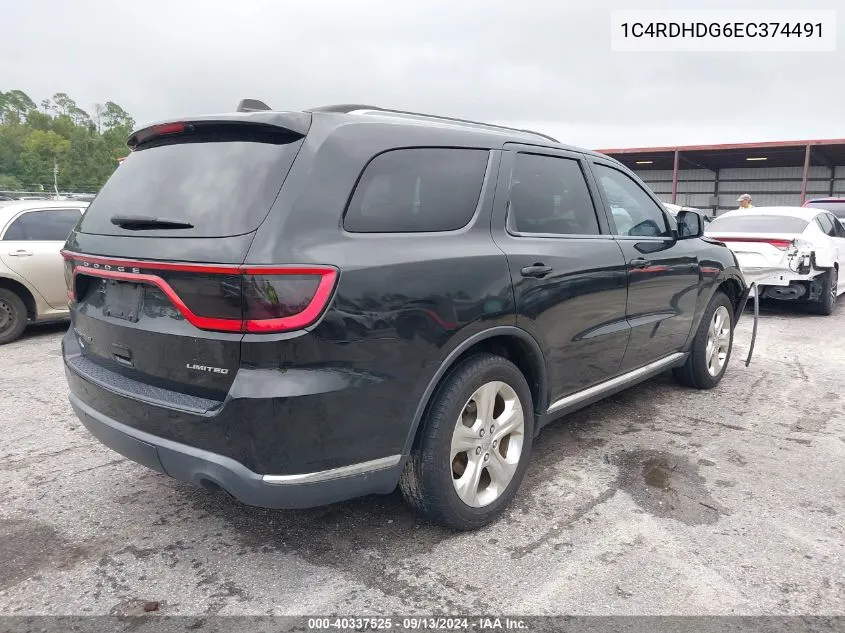 2014 Dodge Durango Limited VIN: 1C4RDHDG6EC374491 Lot: 40337525