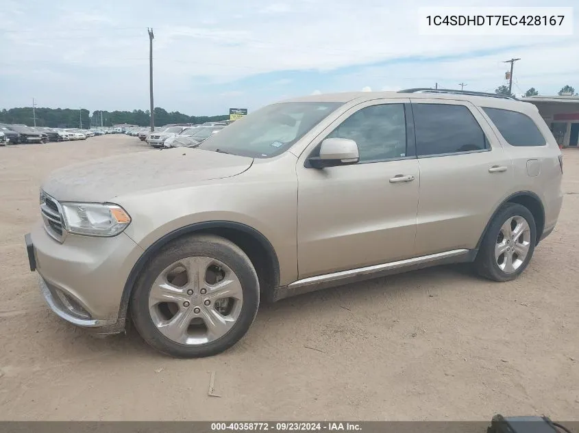 1C4SDHDT7EC428167 2014 Dodge Durango Limited