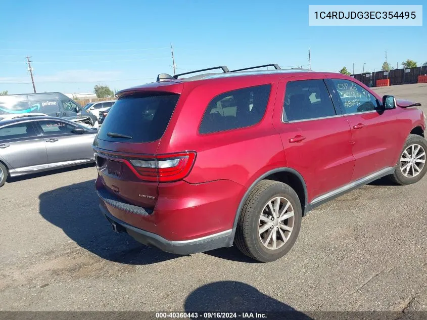 2014 Dodge Durango Limited VIN: 1C4RDJDG3EC354495 Lot: 40360443