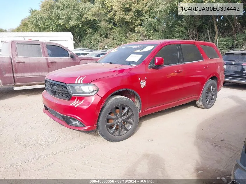 2014 Dodge Durango Sxt VIN: 1C4RDJAG0EC394442 Lot: 40363356