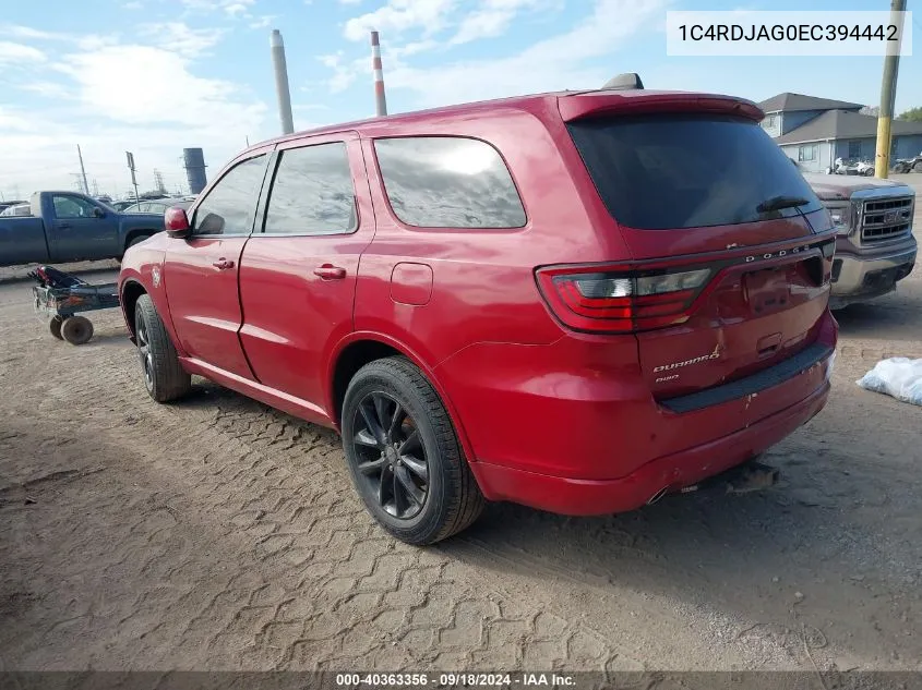 2014 Dodge Durango Sxt VIN: 1C4RDJAG0EC394442 Lot: 40363356