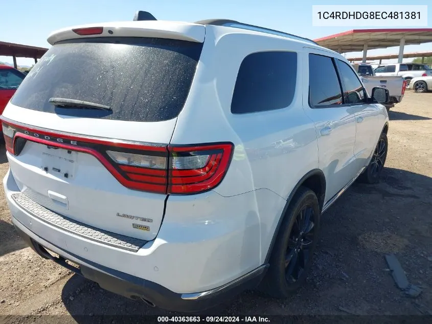 1C4RDHDG8EC481381 2014 Dodge Durango Limited