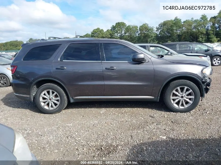 2014 Dodge Durango Sxt VIN: 1C4RDJAG6EC972785 Lot: 40368552