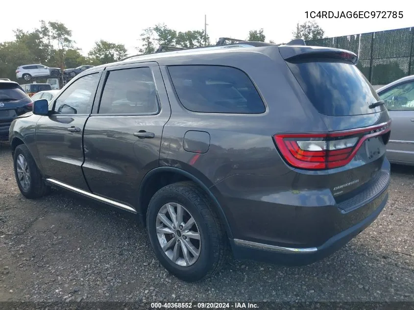 2014 Dodge Durango Sxt VIN: 1C4RDJAG6EC972785 Lot: 40368552