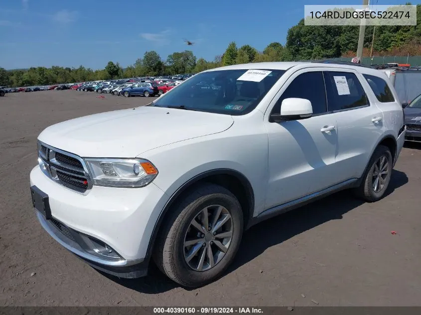 2014 Dodge Durango Limited VIN: 1C4RDJDG3EC522474 Lot: 40390160